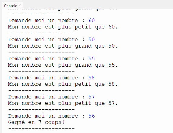 <em>Guess The Number</em> en mode console